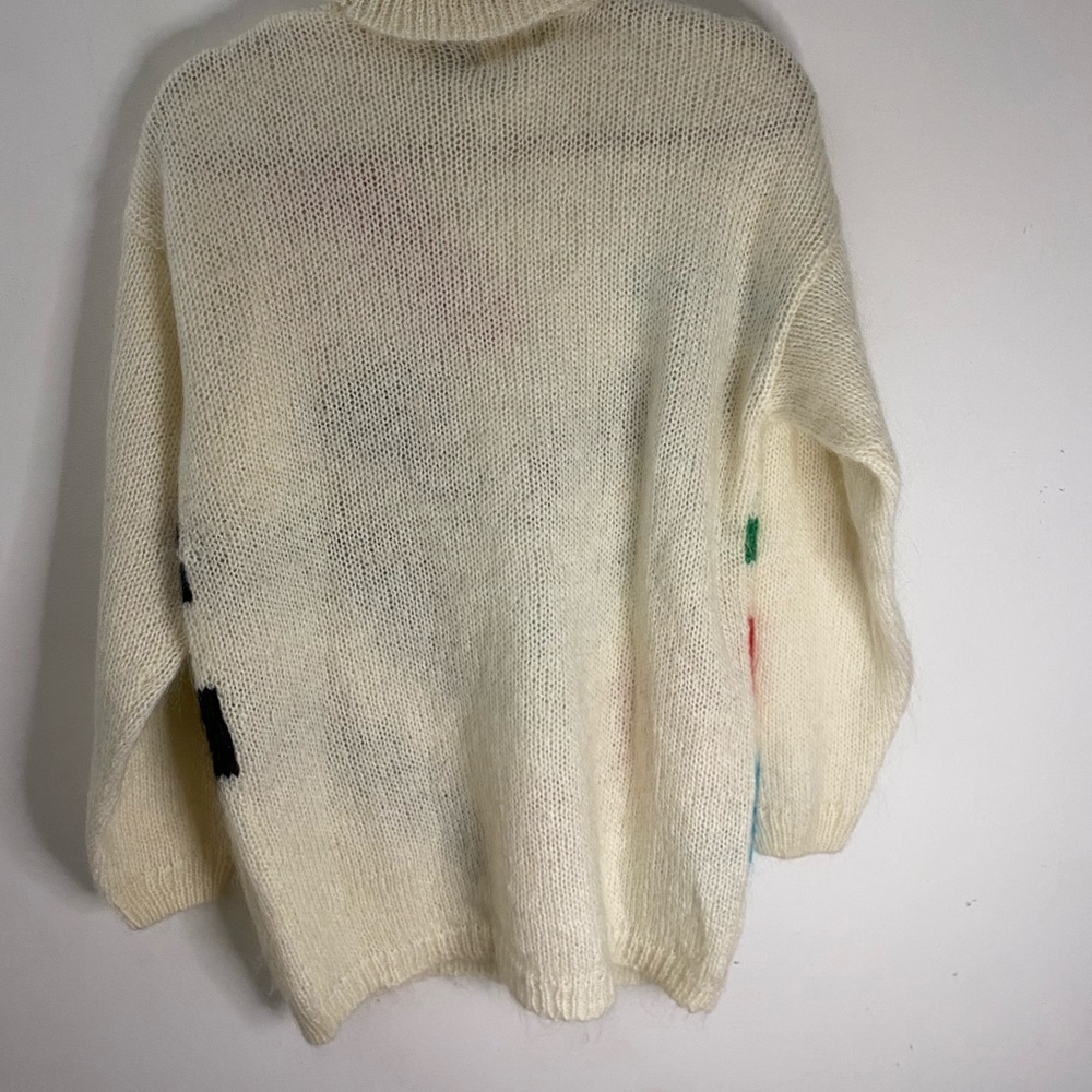 Vintage Designer Originals Mohair Sweater Geometric Turtleneck Pop Art 80s 90s - Picture 4 of 6